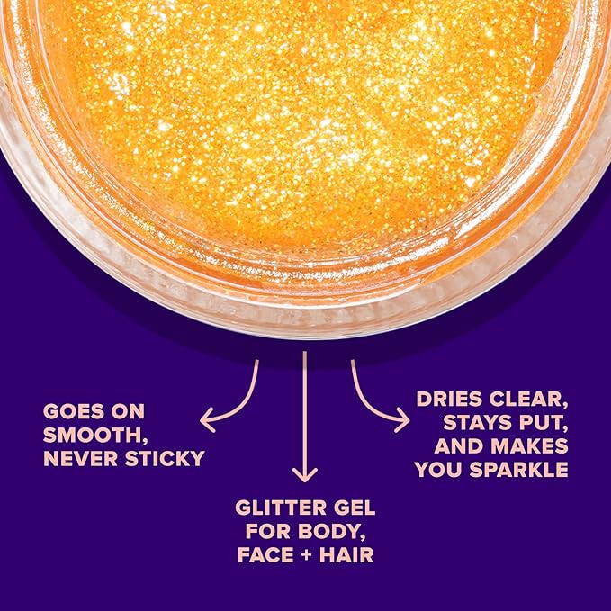 Unicorn Snot Face & Body Glitter - Cosmetic-Grade Holographic Glitter Gel - Makeup for Festivals, Raves, Anime Cosplay - Safe for Face, Easy Application & Removal, 1.7oz Orange (Fire)