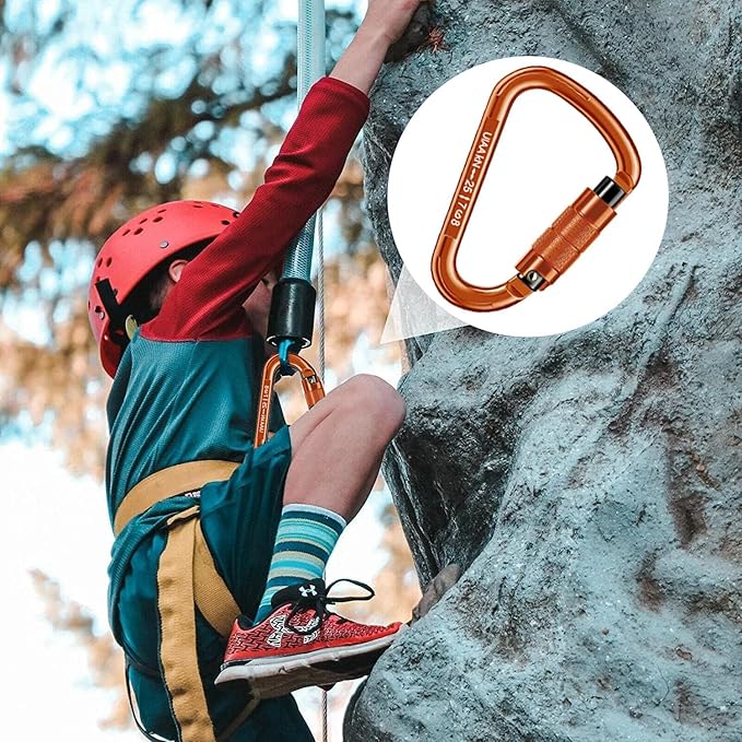 Auto Locking Carabiner Heavy Duty Carabiner 25kN UIAA Certified Climbing Carabiner Climbing Equipment Safety Carabiners for Rappelling, Hammocks, Rescue, Dog Leash, Swing