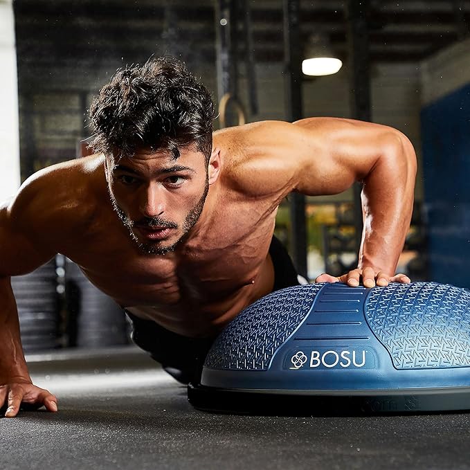 BOSU NexGen 25IN Home Fitness Exercise Gym Strength Flexibility Balance Trainer with Rubberized Non Skid Surface and Hand Air Pump