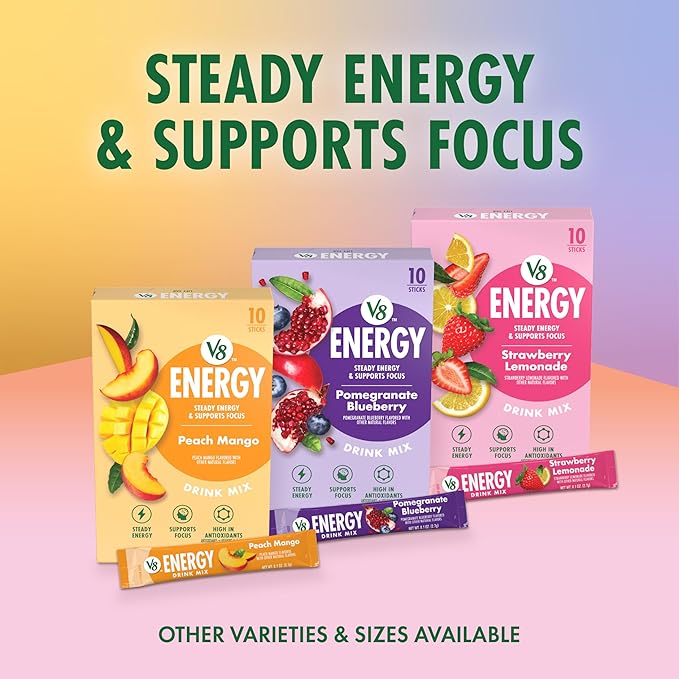 V8 Energy Strawberry Lemonade Energy Drink Powder, .10 oz Packet (10 Count)