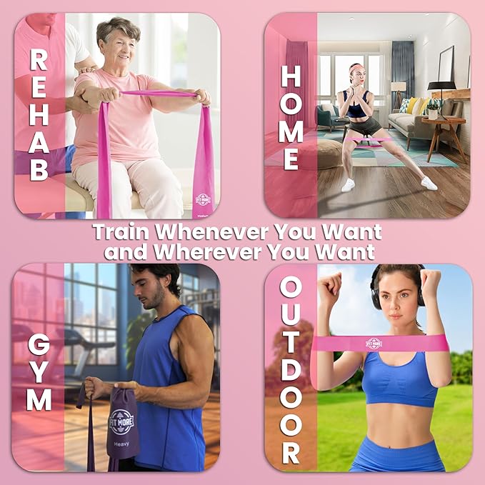 Resistance Bands for Women with Online Workouts Included - Set of Loop & Flat Bands | Ideal for Tone and Sculpt Body at Home, Pilates, Yoga or Rehab with Safe Guided Training