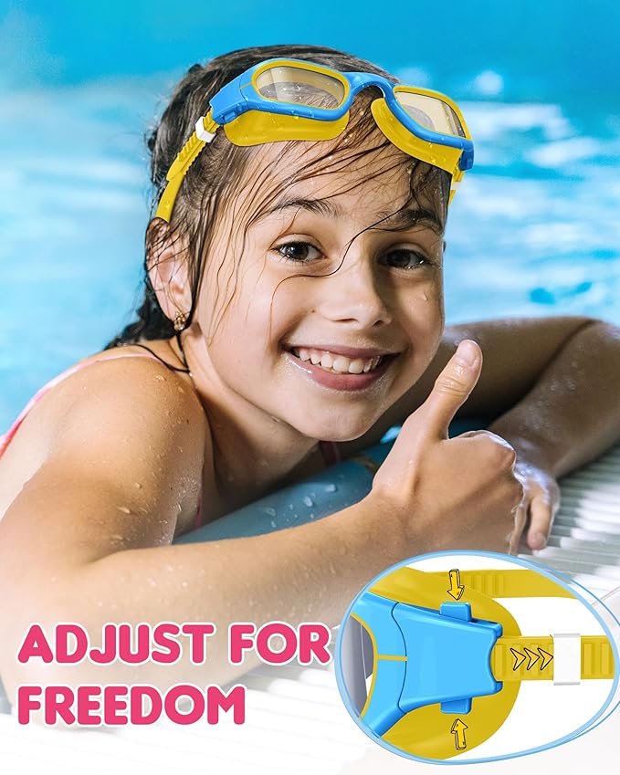 Kids Swim Goggles,Swimming Goggles for Kids 6-14, Anti-Fog UV Protection Pool Glasses for Boys Girls