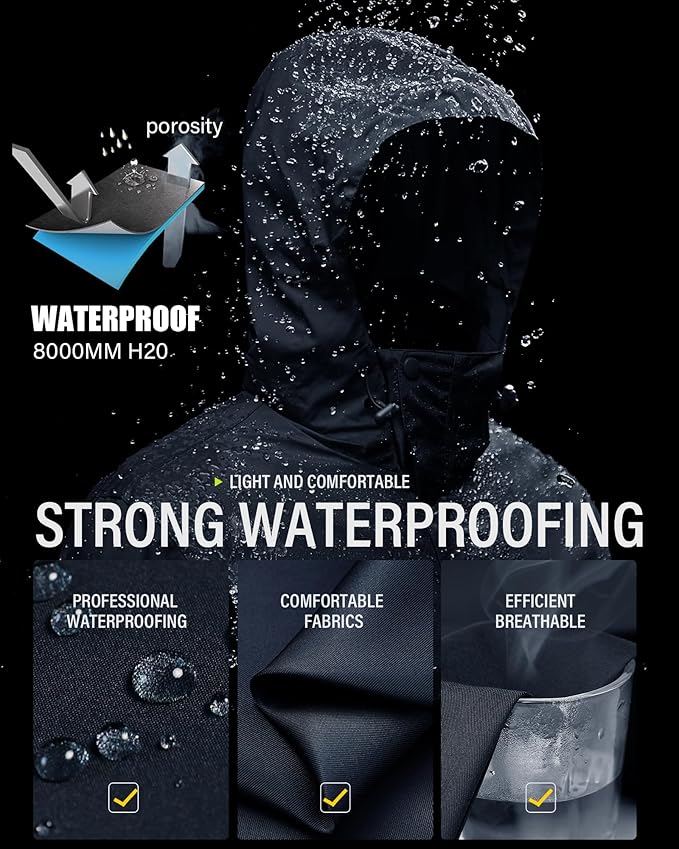 iCreek Men's Rain Jacket Lightweight Waterproof Packable Rain Shell Jacket Raincoat with Hood Windbreaker for Cycling, Golf