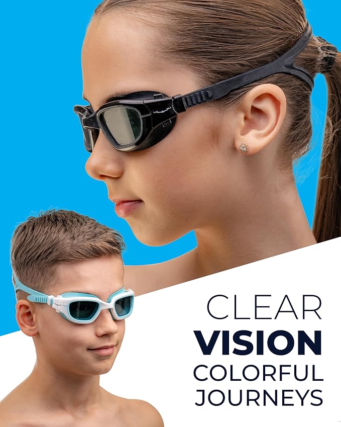 AqtivAqua Swimming Goggles for Kids, MINI-DX Wide View Swim Goggles for Kids Boys Girls, Anti Fog No Leaking