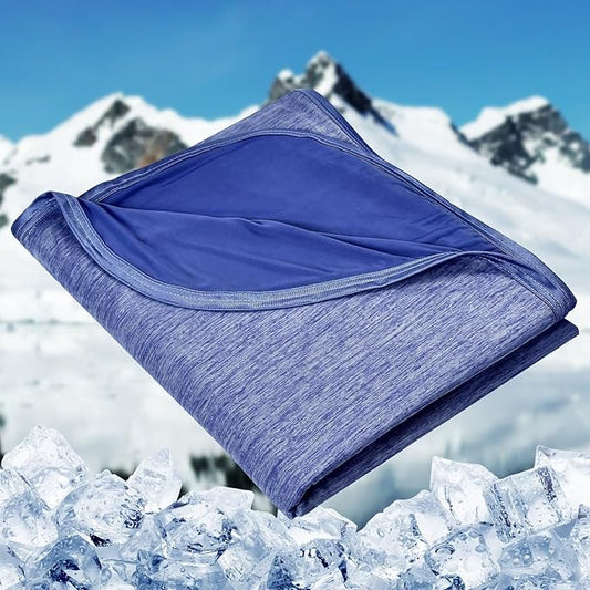 HOMFINE Cooling Blankets for Hot Sleepers - Summer Blanket Thin Lightweight Breathable Soft Double Side Enhanced Cooling for Bed Couch Sofa, Keep Cool for Night Sweats (Dark Blue, 50 x 70 inches)