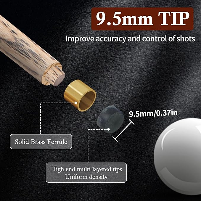 Kmise Pool Cue Set of 3, 57-inch Cue Sticks with 9.5mm Pro Tips, Splicing Process, Handmade from Premium Wood, Pool Sticks for Adults, for Men and Women, Bar Home Taple Sports