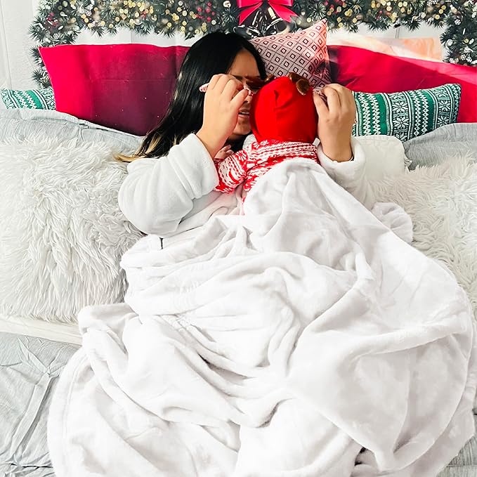 Bedsure Fleece Blanket California King White - Lightweight Plush Fuzzy Cozy Soft Bed Blankets, 102x96 inches