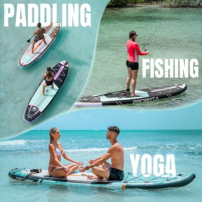 11'6"x35" Inflatable Paddle Board, 450lbs Extra Wide Stand Up Paddleboard for Adults with Premium SUP Accessories Kit & Backpack, Blow Up Kayak Non-Slip Stable Deck Boat for Yoga Fishing Surf