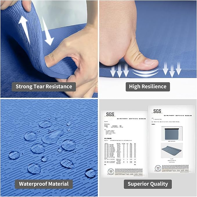 Hatha Yoga Extra Long TPE Yoga Mat 79" x 40” x 1/2" Thick Non-slip Exercise Mat for Home Gym Use, Yoga, Pilates, Fitness & Workouts