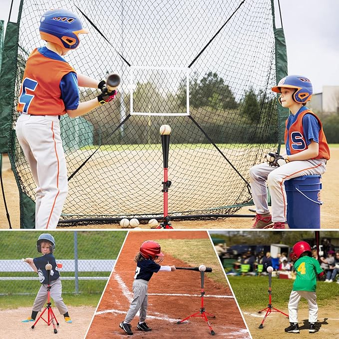 Baseball Tee Batting Tee Softball Tee Portable Travel Hitting Tee,Easy Adjustable Height,Stable Tripod Stand