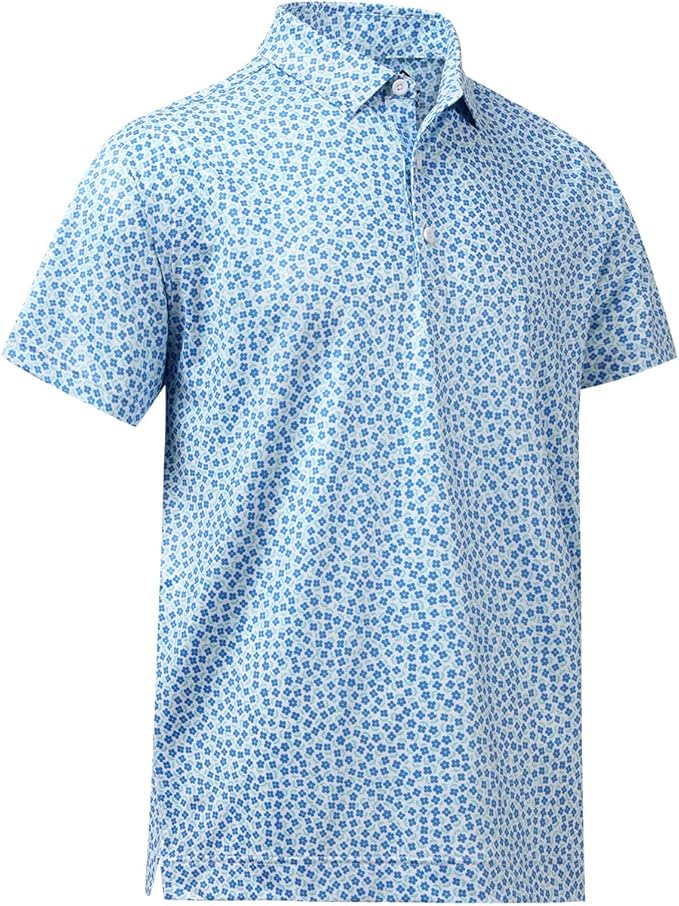 DEOLAX Mens Polo Shirts Fashion Print Mens Golf Shirt Dry Fit Mens Golf Polo Short Sleeve Quick Dry Funny Golf Shirt for Men