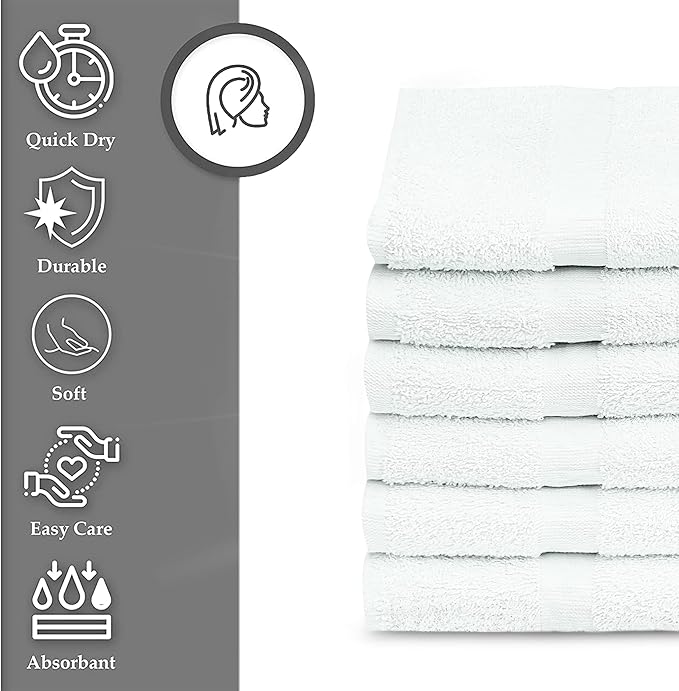 GOLD TEXTILES 36 Pack White Small Bath Towels 20x40 Inches - Cotton Blend Economy Cheap Bulk Bath Towels for Commercial Uses, Gym, Salon, Spa & Hair - Lightweight Quick Drying (36 White)