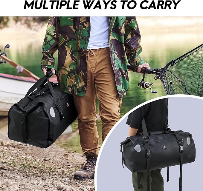 Haimont Waterproof Duffel Bag Roll-top Dry Duffel Bag with Quick-fixed Straps for Motorcycling, Rafting, Boating, SUP, Kayaking, Travel, 50L/70L