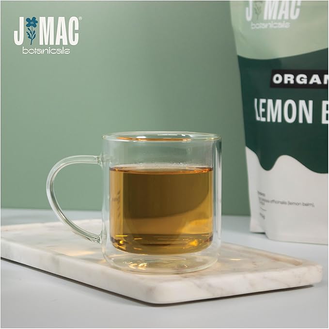 J Mac Botanicals Organic Lemon Balm (16 oz), Loose Leaf Tea, Dried Lemon Balm Tea, herbal Infusion, Lemon balm leaves, melissa officinalis tea, Certified USDA Organic