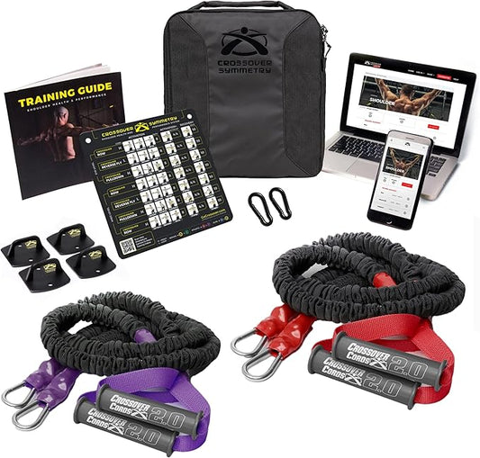 Crossover Symmetry Shoulder System Includes Two Sets of Resistance Bands Attachments Training Guide Exercise Chart Online Workouts for Home Fitness Rehab Rotator Cuff Exercises