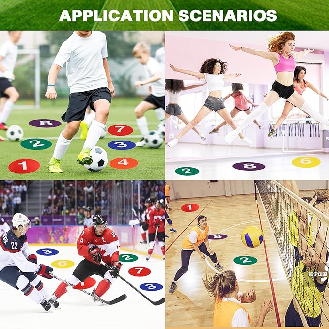 9 Inch Poly Spots, 10/24 PCS Anti-Slip Spot Markers Floor Spots, Waterproof Flat Filed Cones Poly Dots for Agility Drills, Basketball, Football Training, Sport Activities and Exercise