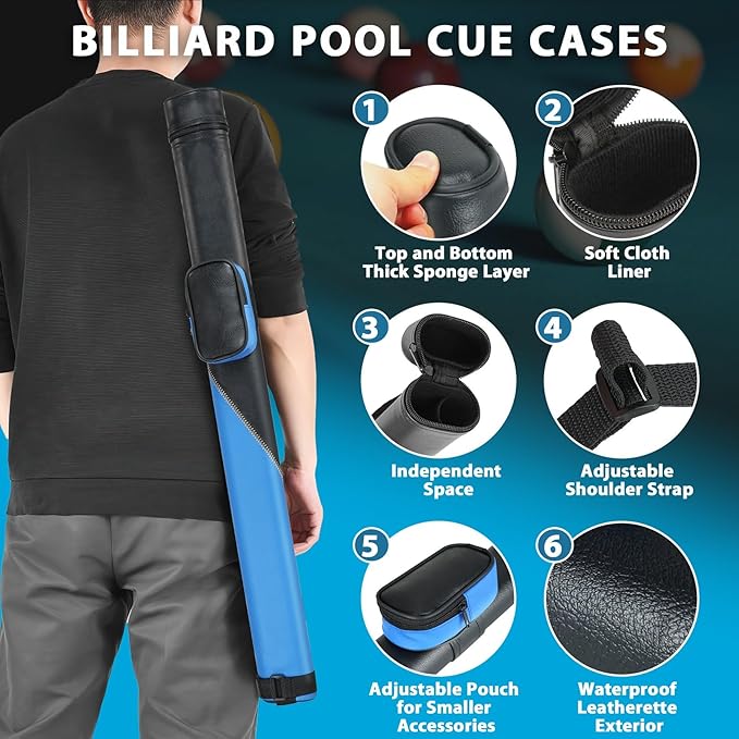 Pool Cue Stick with Hard Case, Maple Billiard Pool Cue Kit, 13mm Multilayer Leather Tip, 58" Professional Pool Cue Set with Gloves, Aerator, Chalk, 19 Oz