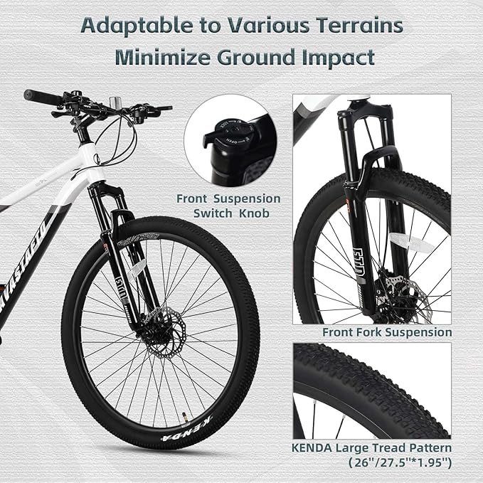 AVASTA Earth 26 27.5 inch Mountain Bike with 21-Speed，Aluminum Frame, Dual Disc Brake, Comfortable Saddle,Multiple Colors