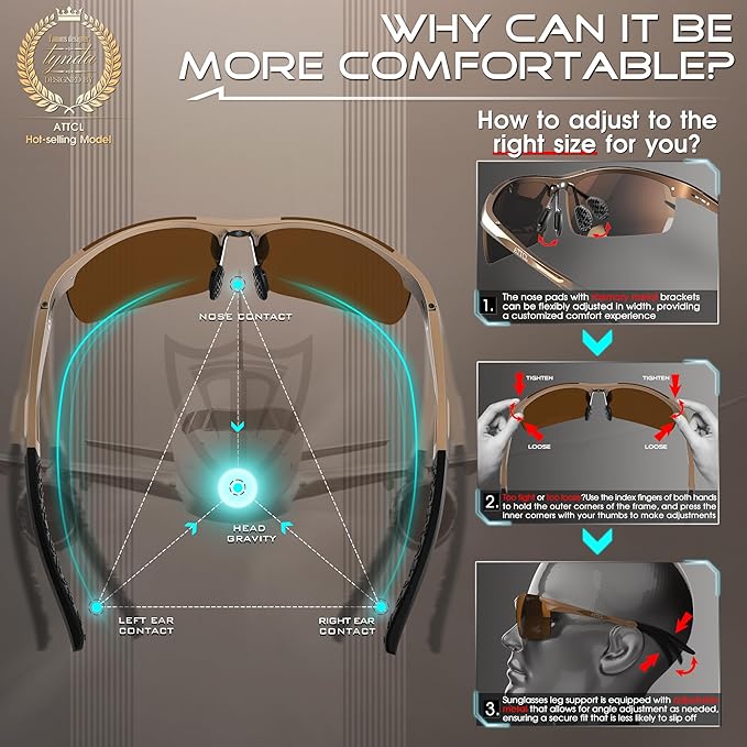 ATTCL Men's Sports Polarized Sunglasses Men for Driving running Fishing Golf - UV Protection Sun glasses Metal Frame