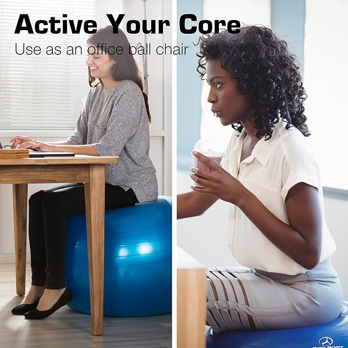 ProBody Pilates Yoga Ball - Fresh Colors Exercise Ball for Stability, Pregnancy, Workout & Physical Therapy