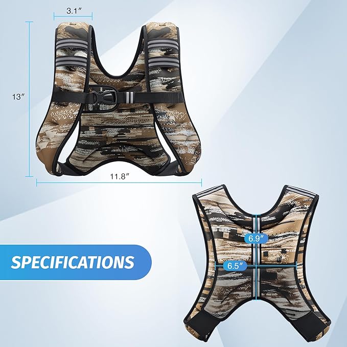 ZELUS Weighted Vest, 6lb/8lb/12lb/16lb/20lb/25lb/30lb Weight Vest with Reflective Stripe for Workout, Strength Training, Running, Fitness, Muscle Building, Weight Loss, Weightlifting