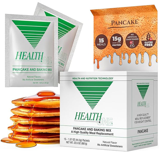 Health One High Protein Pancake & Baking Meal Replacement Powder | 15G Whey & Soy Isolate | GLP-1 Booster | Gluten Free Waffle & Muffin Mix | Just Add Water | No Artificial Sweeteners (15 Servings)