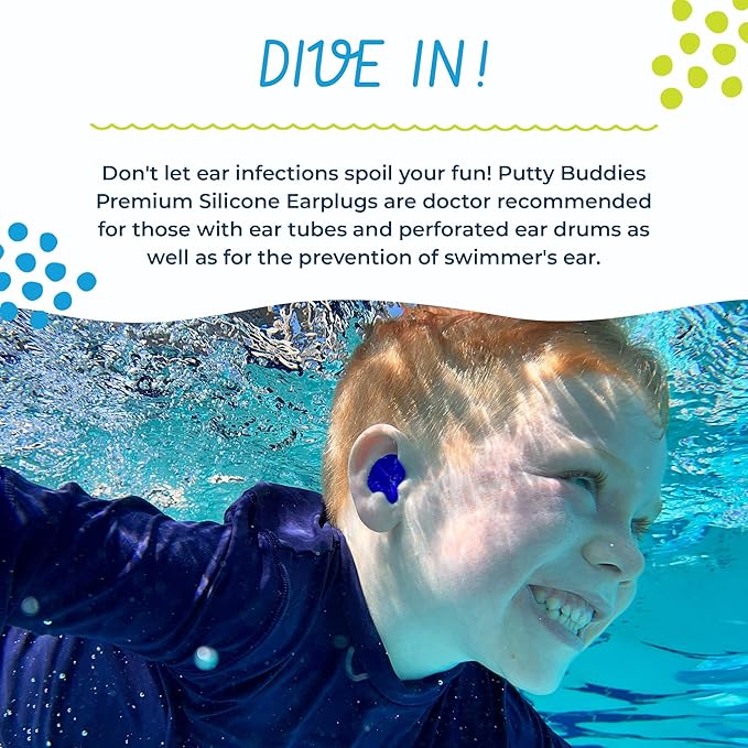 Earvolution Floating Putty Buddies Ear Plugs for Swimming - Invented by an Ear Physician - Moldable, Premium, Silicone - Floats on Water - Waterproof - Made in The USA - 3 Pack - Hot Pink