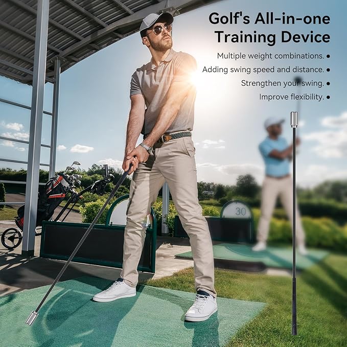 Golf Swing Trainer Aid, Weighted Golf Grip Trainer for Improve Swing Speed and Chipping Hitting, Adjustable Weight System for Golf Speed Training Warmup Aid for Men and Woman