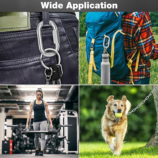 M6-50 Pack 2.3” Quick Links Chain Connectors, 1/4″ Galvanized Chain Locking Carabiners Hooks, 620LBS Heavy Duty Thread Quick Link Clips, Twist Oval Keychain D Shape for Swing, Camping