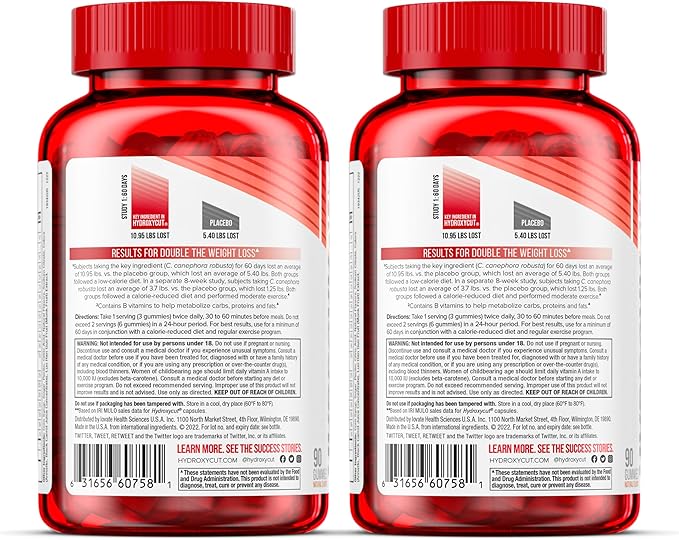 Hydroxycut Gummies (Pack of 2) - 99% Caffeine Free - Metabolize Carbs, Proteins & Fats - Includes 15 Essential Vitamins & Minerals - for Women & Men