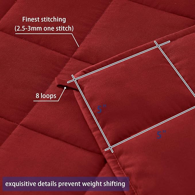 yescool Weighted Blanket for Adults (30 lbs, 88” x 104”, Red) Cooling Heavy Blanket for Sleeping Perfect for 290-310 lbs, King Size Breathable Blanket with Premium Glass Bead