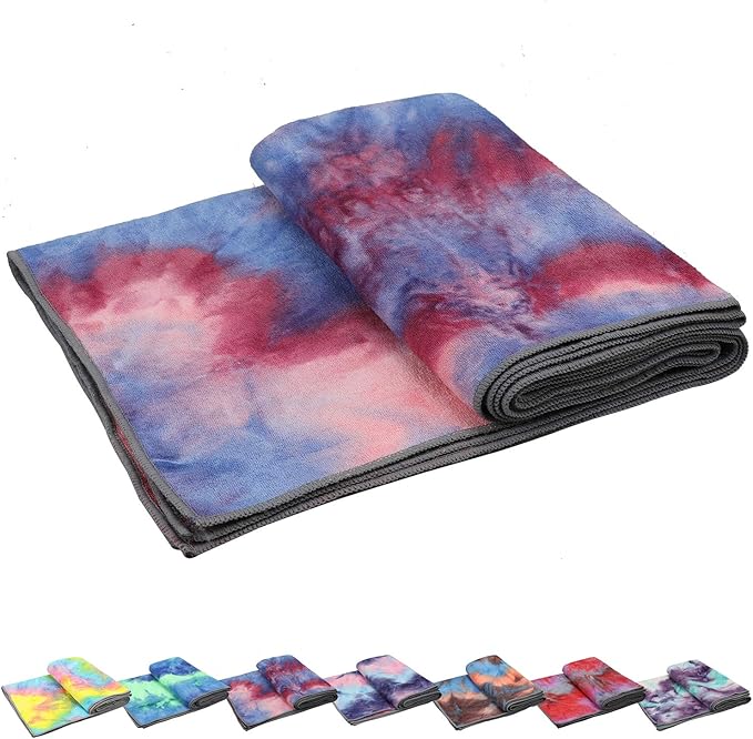 Yoga Towel, Non-Slip Hot Yoga Towel Anti-Slip Waffle Texture, 100% Absorbent Odorless Microfiber Yoga Blanket, Standard Size 72 x 24 x 0.2 inches Cushion Towel for Hot Yoga, Bikram, Pilates1