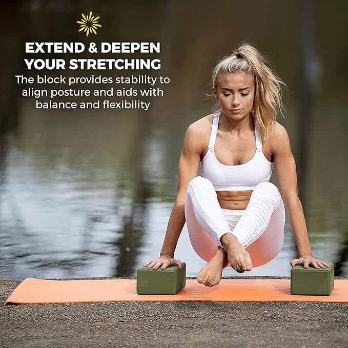 Sunshine Yoga 4" Yoga Block, 10 Pack Bulk EVA Foam Yoga Blocks, Firm and Supportive Yoga Brick, Balance Foam for Stretching, Pilates, and Workout, 4" x 6" x 9"