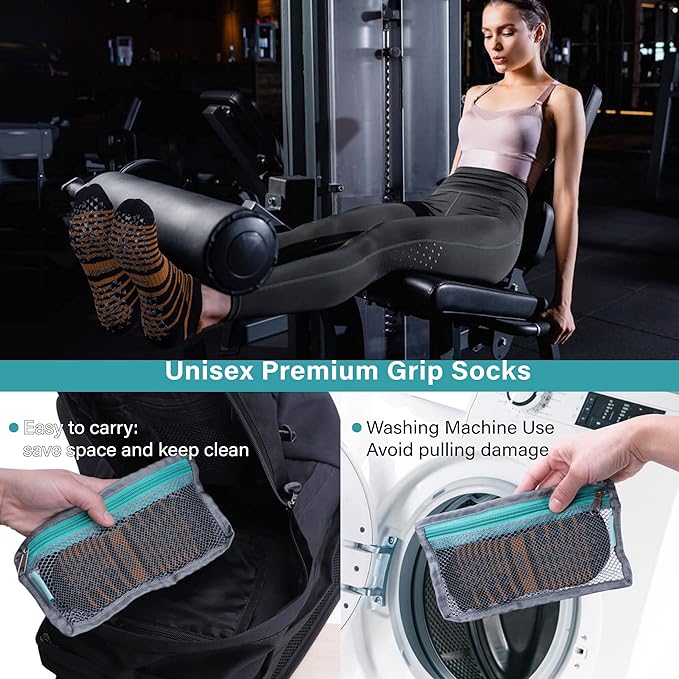 Hylaea Unisex Non Slip Socks with Grip for Yoga, Hospital, Pilates, Barre | Ankle, Cushioned