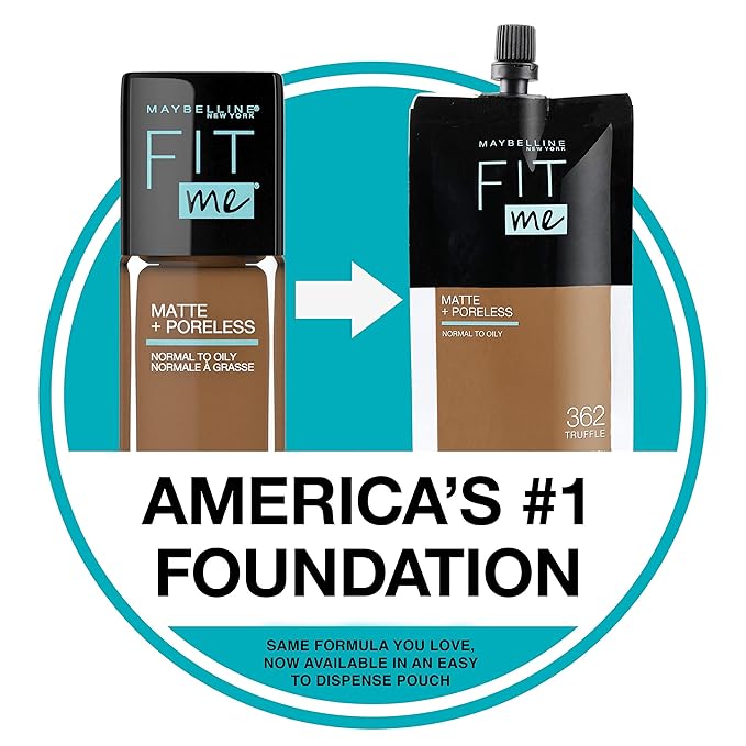 Maybelline New York Fit Me Matte + Poreless Liquid Foundation, Pouch Format, 230 Natural Buff, 1.3 Ounce