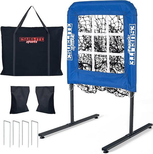 9 Hole Pitching Net with Strike Zone, Baseball Pitching Target, Softball Pitching Net, Portable Pitcher Training Equipment Height Adjustable