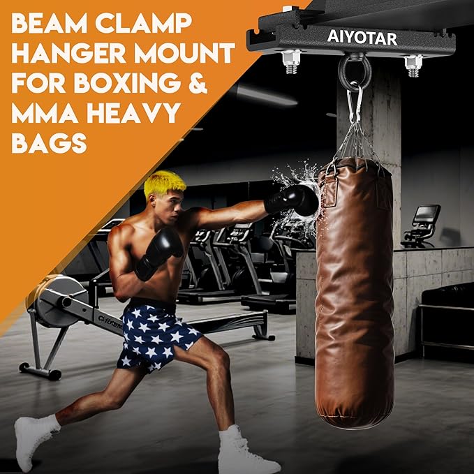 I Beam Clamp Hanger Mount, Heavy Duty Steel Beam Clamp, Heavy Punching Boxing Bag Hanger 5600LB Maximum Bearing Capacity H beam clamp hanger for Boxing Muay Thai MMA Training Gym Swing Trapeze Hammock
