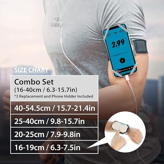 【Bone】 Run Tie Running Armband Phone Holder, Cell Phone Arm Band for iPhone 14 13 12 11 Pro Max Mini XS XR X 8 7 6 Plus Samsung Galaxy S10 S9 Smartphone (Combo Set/Black/ 6.3-7.5"+ 7.9-9.8"+ 9.8-14")