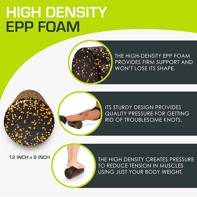 ProsourceFit High Density Foam Rollers 18 to 36 - inches Long, Firm Full Body Athletic Massage Tool for Back Stretching, Yoga, Pilates, Post Workout Muscle Recuperation