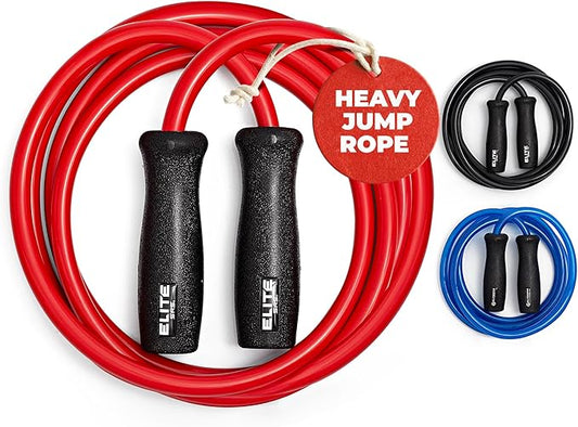 Elite Jumps Muay Thai 2.0 Weighted Jump Rope - Designed for High-Intensity Training, Muay Thai, & MMA Workouts - Heavy 1.3lb PVC Jump Ropes for Fitness