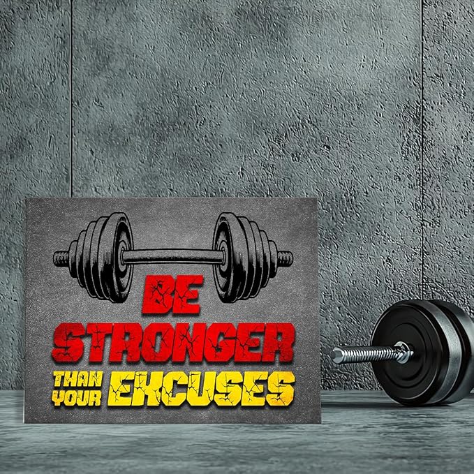 Gym Quotes Wall Art,Inspirational Workout Wall Decor,Be Stronger Than Your Excuses Canvas Wall Art for Home Gym Exercise Fitness Room