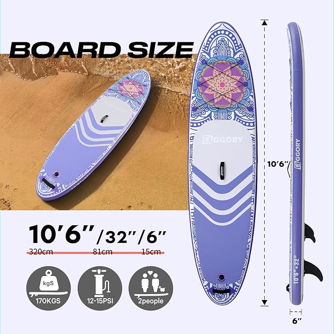 Inflatable Paddle Board,Stand Up Paddle Board Set, Extra Wide SUP Board with Removable Fin, Floating Paddle, Hand Pump, Waterproof Phone Pouch,Traveling Board