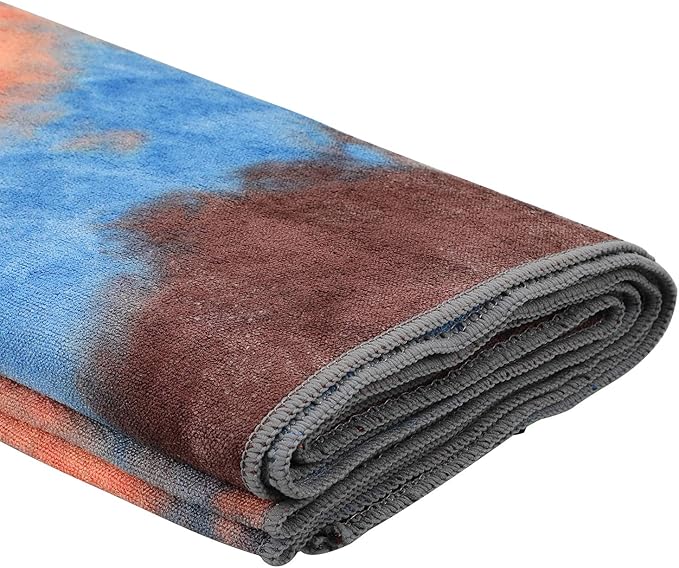 Yoga Towels , Non Slip Hot Yoga Towel Skidless Waffle Texture, 100% Absorbent Odorless Microfiber Yoga Blanket, Standard Sized 24 x72 in Mat Towel,for Hot Yoga, Bikram, Pilates ( Blue & Grey)…1