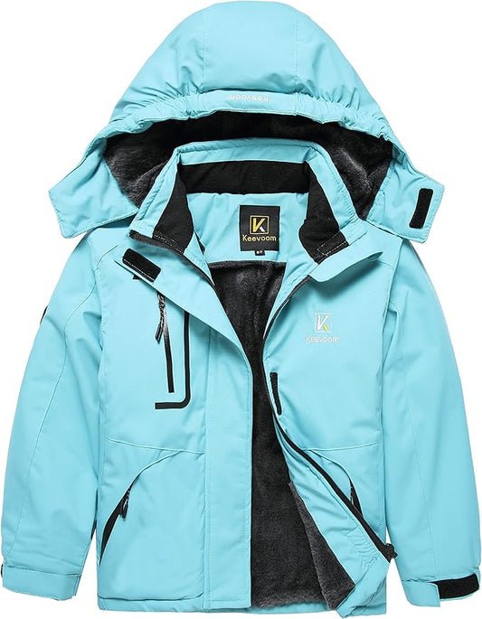 Keevoom Girl's Ski Jacket Winter Warm Thick Snow Coat Windproof Kids Outdoor Hooded Jackets