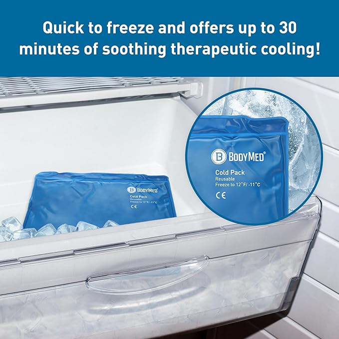 BodyMed Reusable Vinyl Ice Pack for Knee, Arm, Elbow, Shoulder, Back - Professional Grade Cold Therapy for Injuries, Aches, Swelling, Bruises, Sprains - 12 in. x 7 in. (Half)