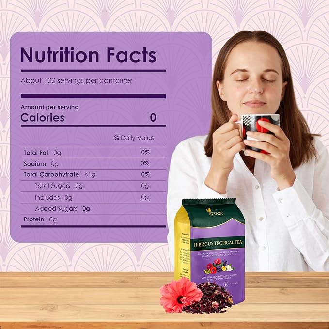 Attaya Hibiscus Tropical Herbal Tea Bags | Lowers Blood Pressure & Supports Heart Health | PCOS | Liver Health | Cholesterol | Antioxidants & Vitamin C | Caffeine Free | non-GMO | 35 Pyramid Tea Bags
