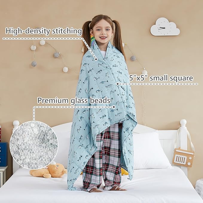 L'AGRATY Weighted Blanket - 40"x60" 7lbs Cooling Breathable Microfiber Material with Glass Beads Small Blanket for All-Season Summer Fall Winter Soft Thick
