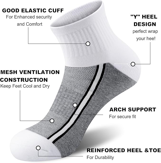 Gonii men ankle socks for men athletic running Cushion Quarter Socks 5 Pairs