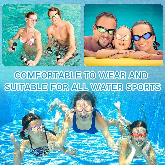 Konohan 10 Pack Swim Goggles Bulk for Kids adult Pool Goggles Anti Fog Silicone No Leak Swimming Glasses for Men Women Youth