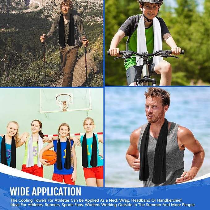 Hosuly 30 Pack Cooling Towels, 40"x12" Ice Breathable Soft Chilly Sweat Rag Microfiber Workout Rags for Gym Cooling Towels for Neck and Face for Yoga Golf Sport Running